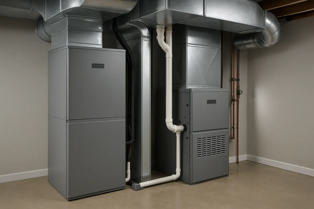 Dual fuel system with heat pump and furnace