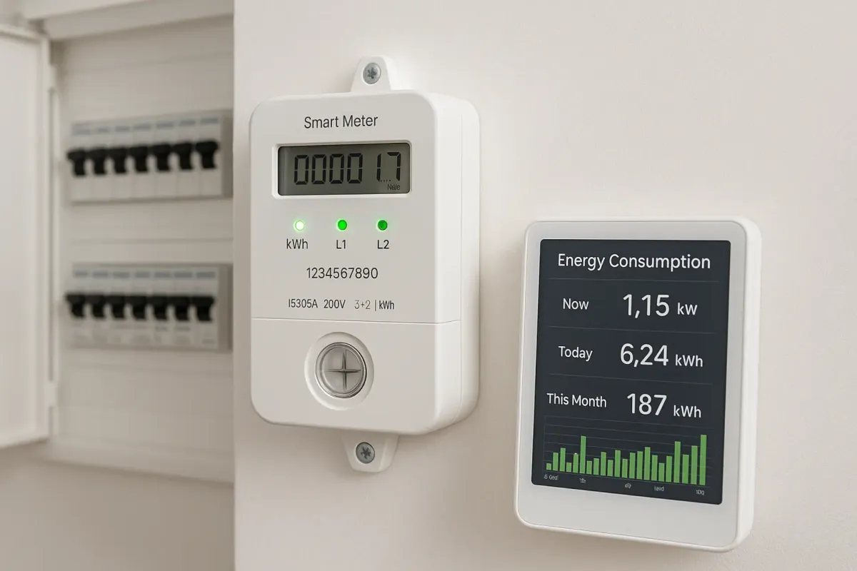 Smart electricity meter showing consumption