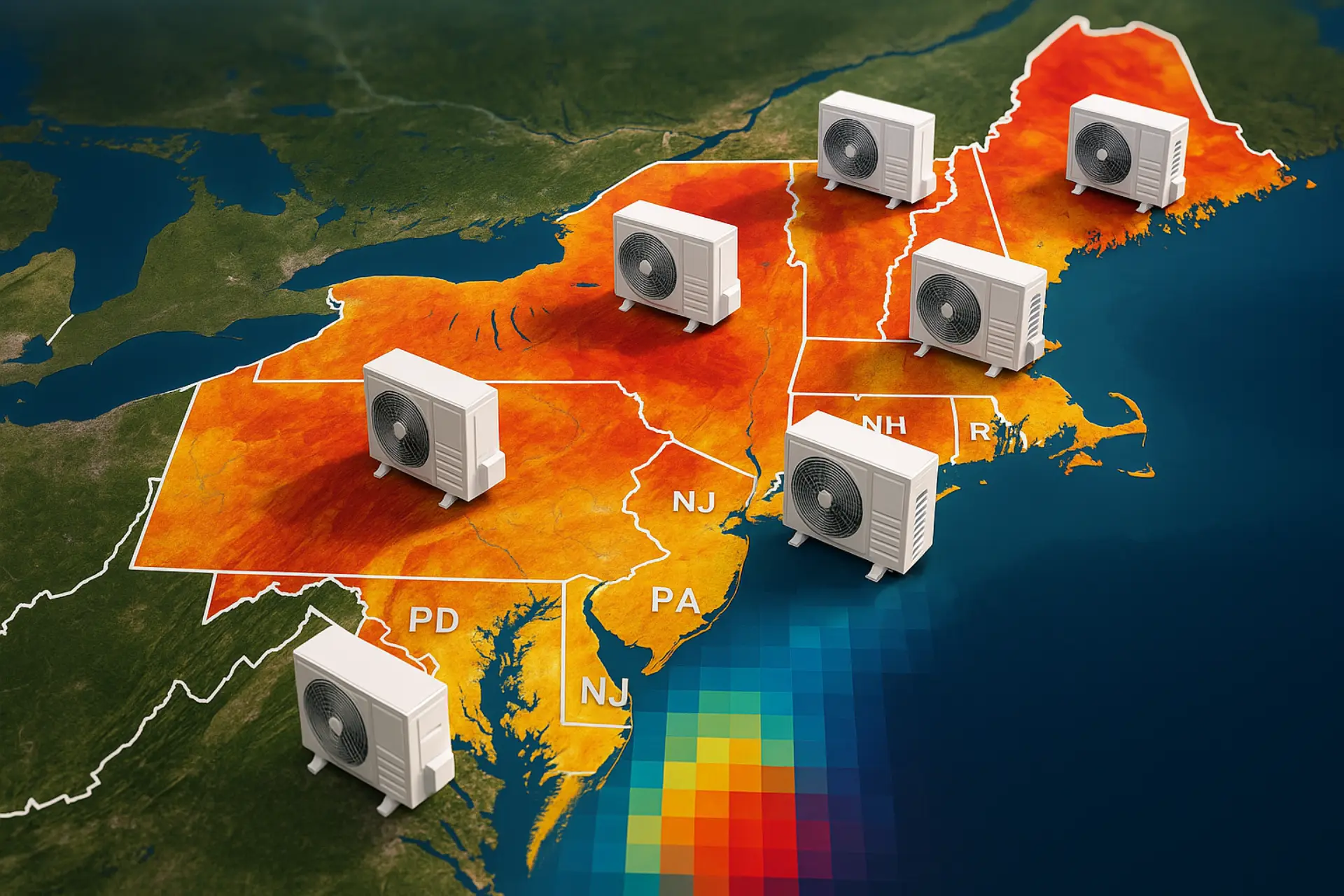 Map showing heat pump ROI across states