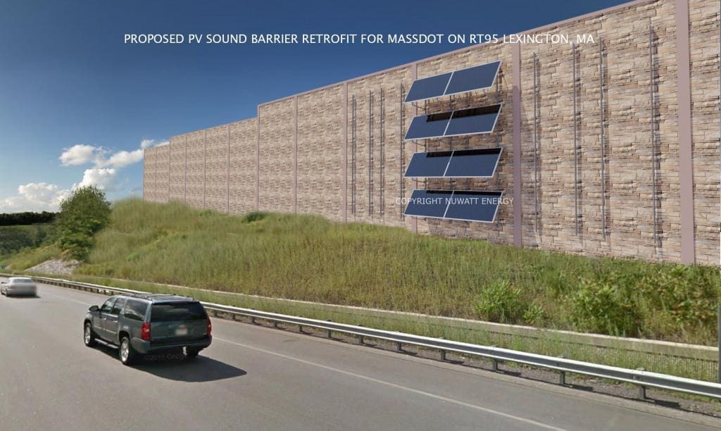RT95 PVSB MASSDOT Rendering Solar PV Noise Barrier Wall